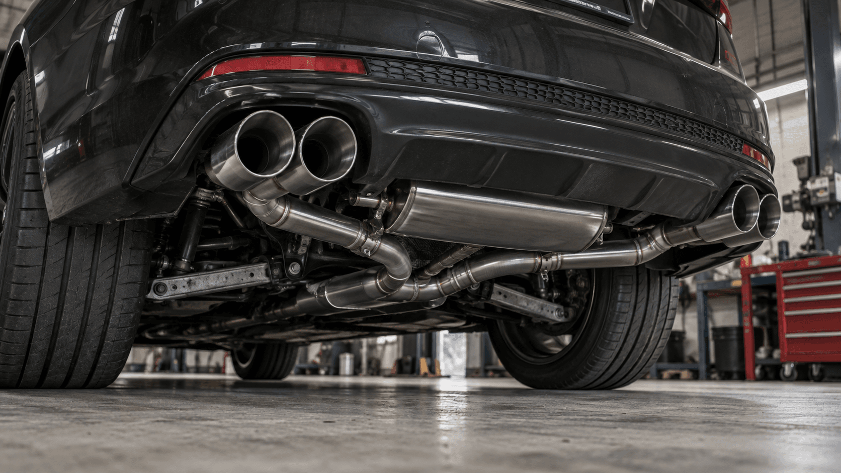 Detal customowego układu wydechowego ze spawami TIG